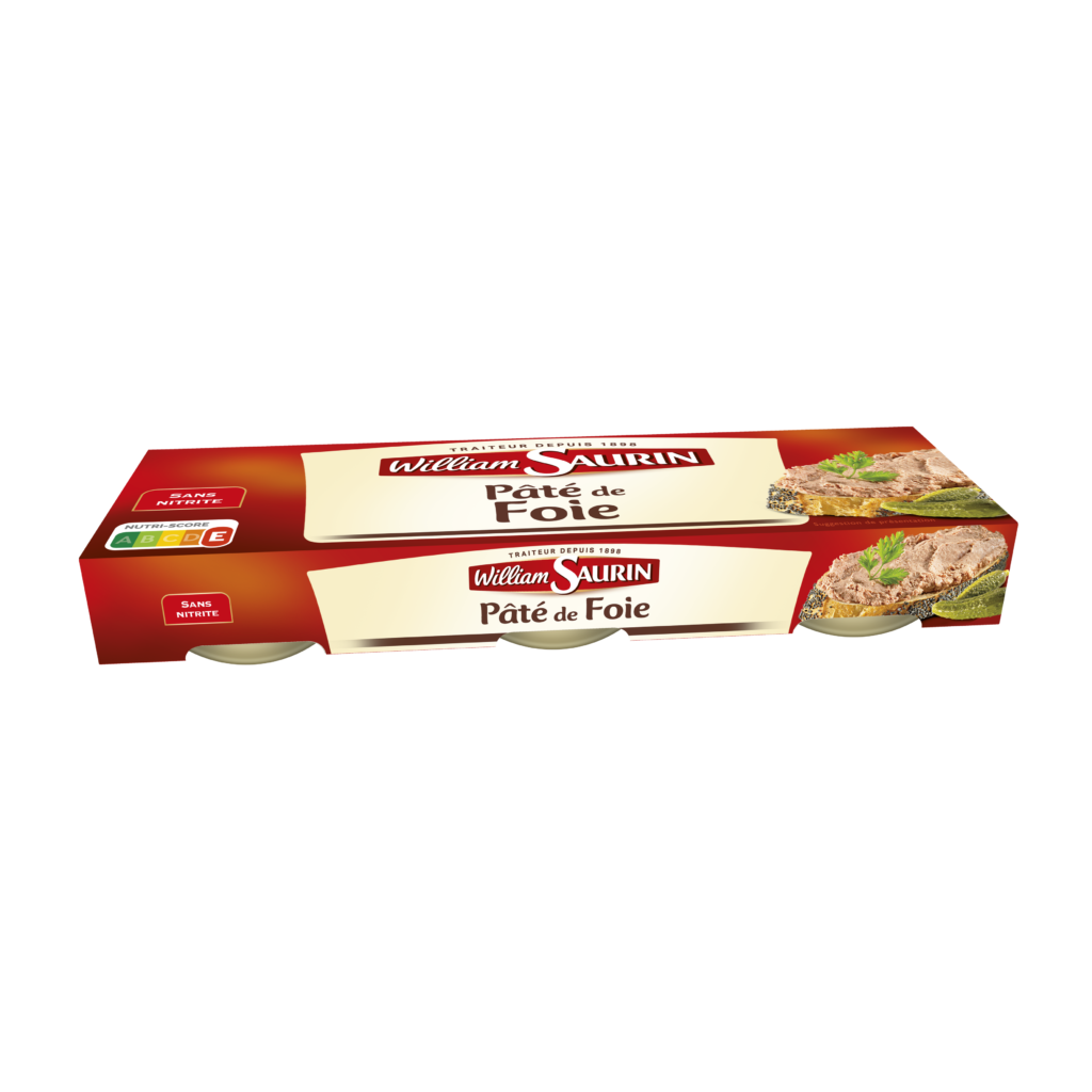 Pâté de foie William Saurin fondant, à savourer à l’apéritif ou en entrée et idéal pour les pique-niques ! Sans nitrite.