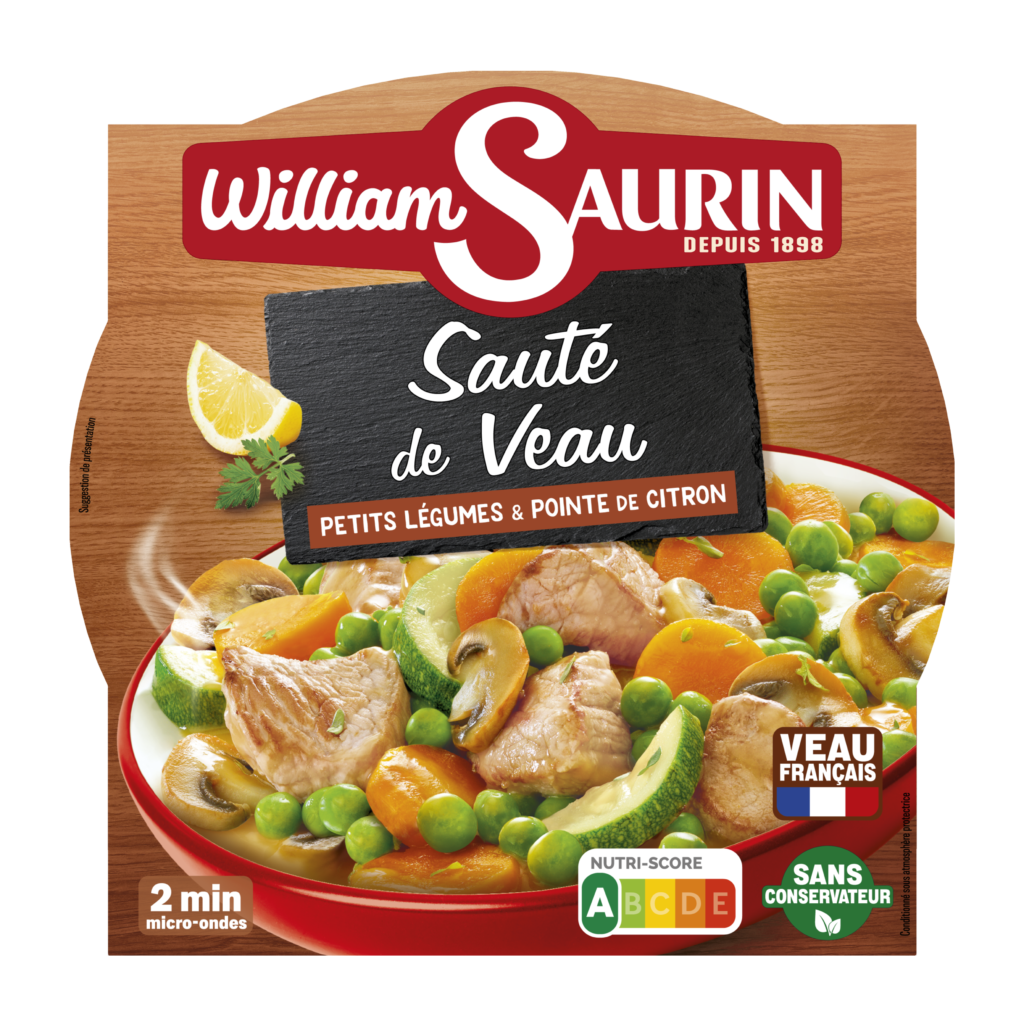 Sauté de veau William Saurin, tendre et savoureux, d'origine France mijoté lentement avec des légumes.